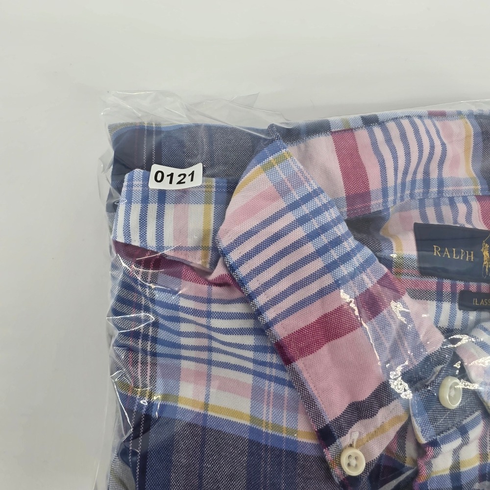 Ralph Lauren Plaid Shirt Mens LRGE Classic Heritage Cotton Button Down Blue Pink - Picture 10 of 10